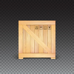Wooden box isolated, icon.