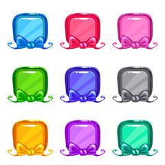 Cute colorful cartoon square buttons set