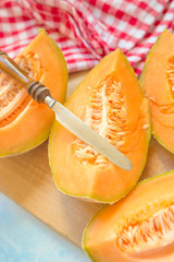 Sweet summer dessert, cantaloupe melon or honeydew