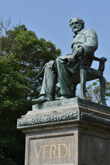 Fototapeta na wymiar Giuseppe Verdi Statue in Busseto, Parma, Italy