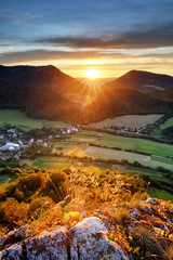 Naklejka premium Sunrise on Slovakia mountain panorama landscape