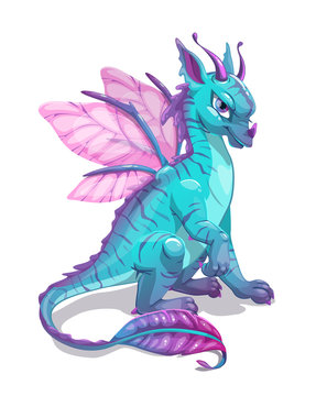 Cartoon blue fantasy dragon