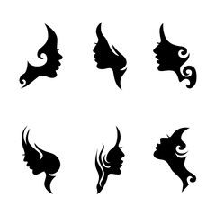 Woman face silhouettes