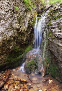 Waterfall spring in Zejmarska valley, Slovakia