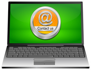 Laptop Computer with Contact us Button - 3D illustration