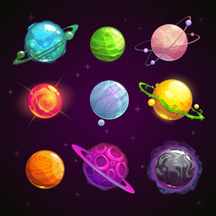 Colorful cartoon fantasy planets set © lilu330