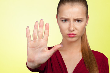 woman says stop