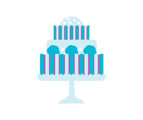 Cakes set. Vector cake icon design element. Birthday cake isolated illustration. balloon fireworks, wedding cake on white background