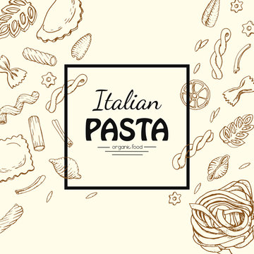 Vector square frame of italian pasta