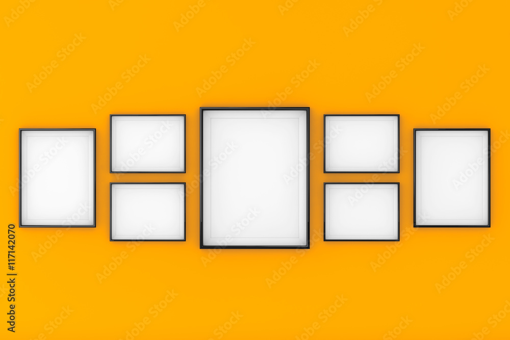 Poster set of blank picture photo frame templates. 3d rendering