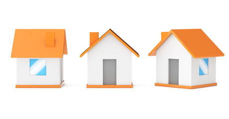 Cartoon Simple Small Houses. 3d Rendering