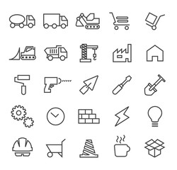 Set of Quality Universal Standard Minimal Simple Construction Black Thin Line Icons on White Background.