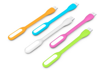 Multicolour Led USB Lamps. 3d Rendering