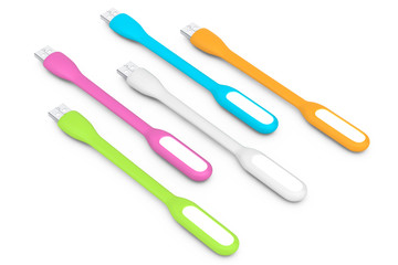 Multicolour Led USB Lamps. 3d Rendering