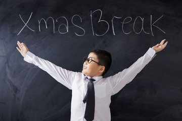 Male student with text of Xmas Break