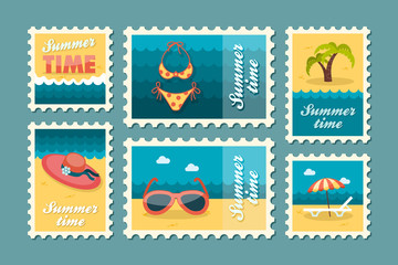 Beach stamp set. Summer. Vacation