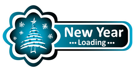 Double blue icon New Year fir-tree