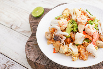 Seafood Fried Noodles with Sweet Soy Sauce