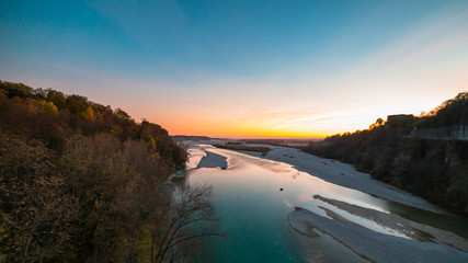 Sunset on Tagliamento river