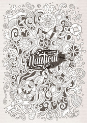 Cartoon vector nautical doodle illustration