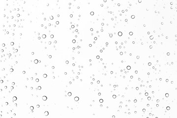 Fototapeta na wymiar closeup water drops on car glass in rainy season.
