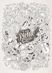 Cartoon vector picnic doodle frame