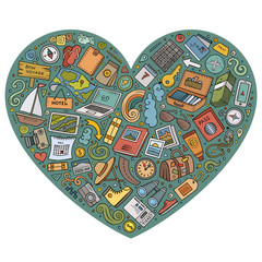 Vector doodle set of travel theme items