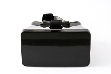VR. Black virtual reality headset isolated on white background

