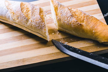 fresh loaf bread, food top view