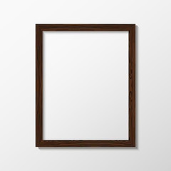 Obraz premium Vector illustration with the image and the object of the wooden frame, the empty frame for the illustrations inside. Frame for design. Frame in the style of photorealism.