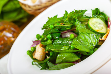 Fresh green salad with spinach