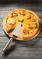 pepperoni pizza at wood