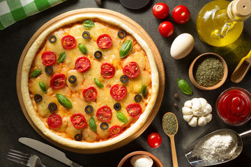 italian pizza at old surface