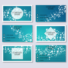 Fototapeta na wymiar Set template of modern business visiting cards. Abstract background with molecule structure DNA and neurons. Medicine, science, technology. Vector illustration.