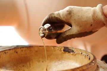 Lab test Basic sediment and water of crude oil ;finish and drain to knock out pot.