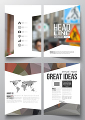 Fototapeta na wymiar Set of business templates for brochure, magazine, flyer, booklet or annual report. Polygonal background, blurred image, modern triangular texture