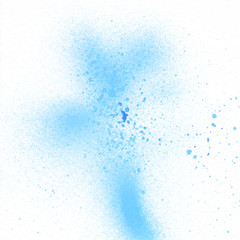 Blue spray paint on white background