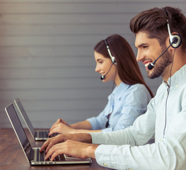 Beautiful business couple working
