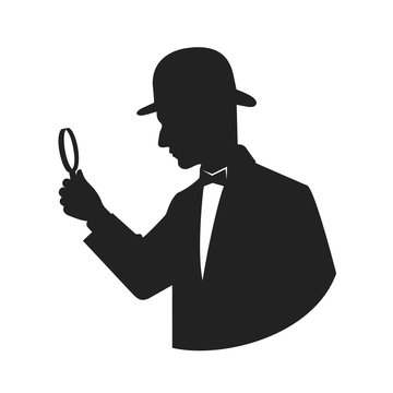 silhouette of a detective with magnifier