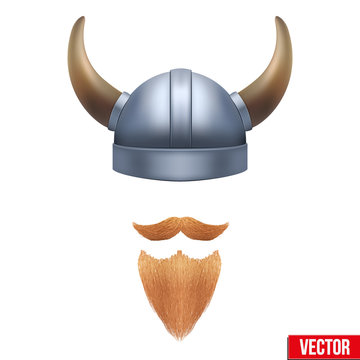 Viking symbol with horned helmet and beard