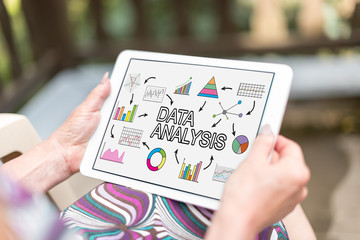 Data analysis concept on a tablet