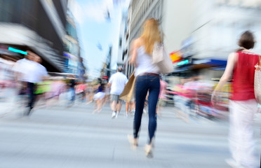 Diversified young crowd on street