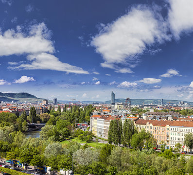 Vienna Skyline at the Danube Canal