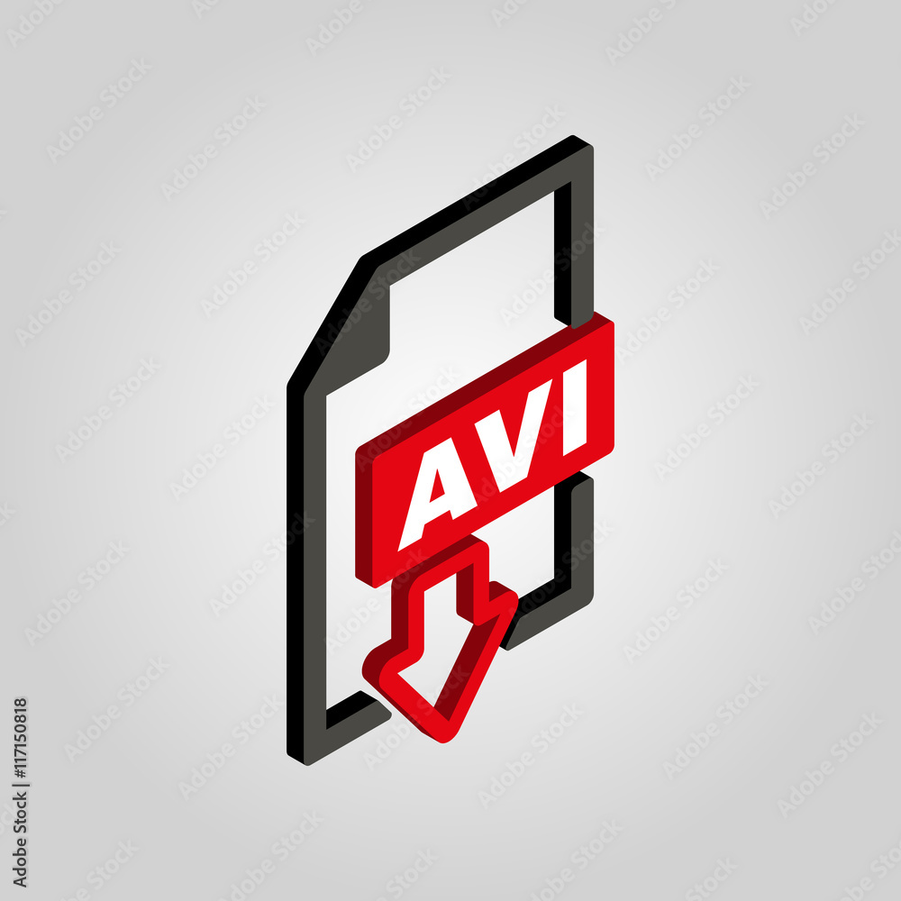 Poster the avi icon.3d isometric video file format symbol. flat vector