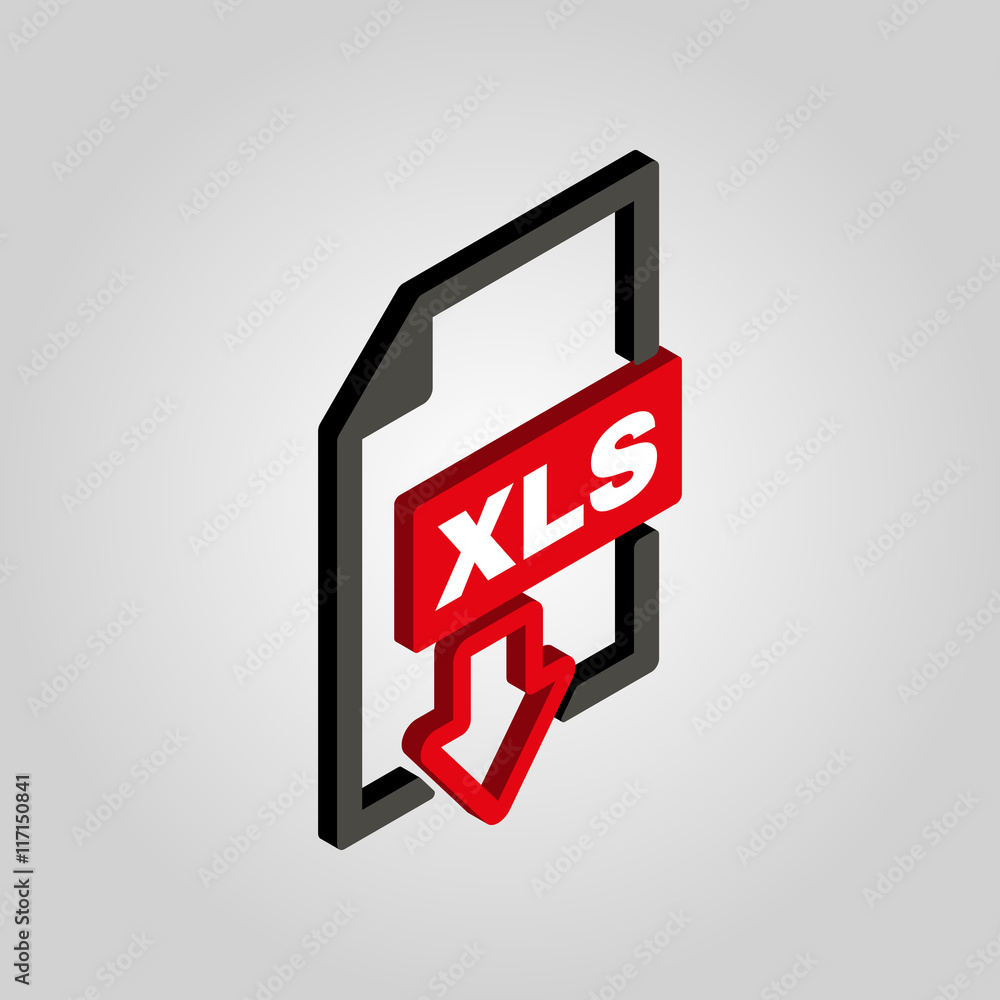 Poster the xls icon.3d isometric file format symbol. flat vector