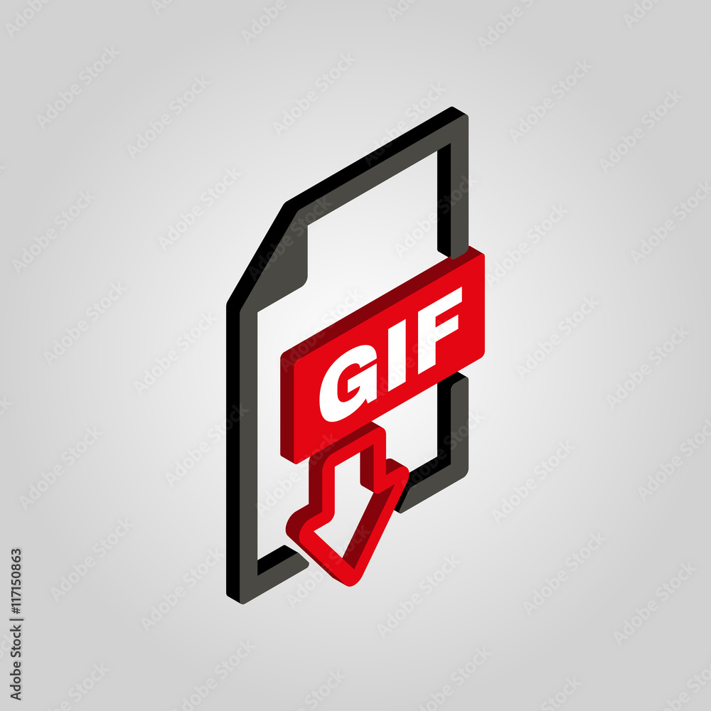 Poster the gif icon.3d isometric file format symbol. flat vector
