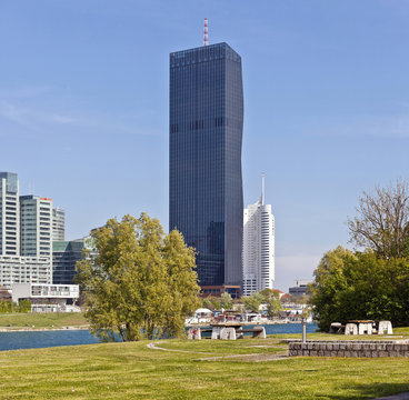 Vienna at the Danube Island with the new DC-Tower