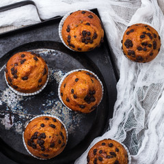 Homemade chocolate chip muffins for breakfast