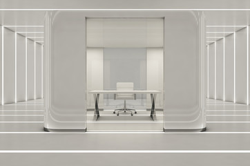Working room digital 3d white and light mock up - 3d render