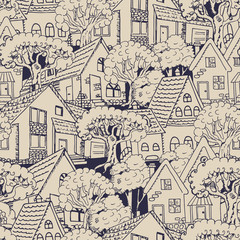 Seamless pattern with houses